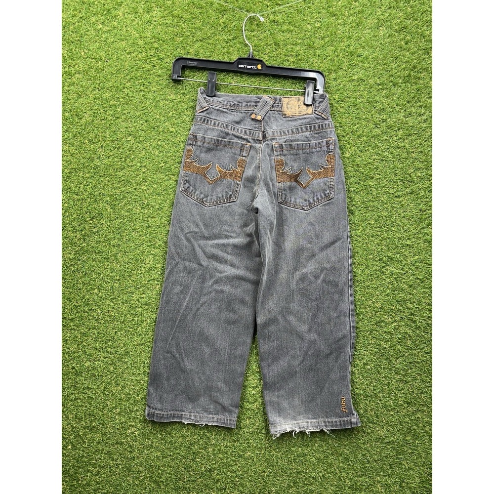FUBU Jeans Boys 4 Blue Embroidered Y2K Vintage Denim Loose 22x15 Baggy JNCO